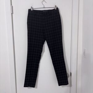ASOS Navy Plaid Check Pants Straight Leg Flat Front Pockets Sz W30/29.5